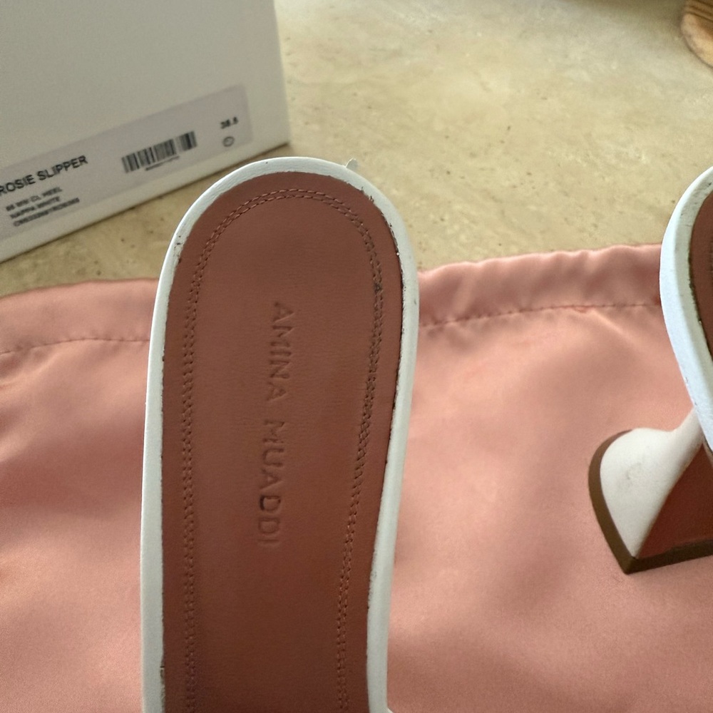 Amina Muaddi White Rosie Slipper - Picture 5 of 10